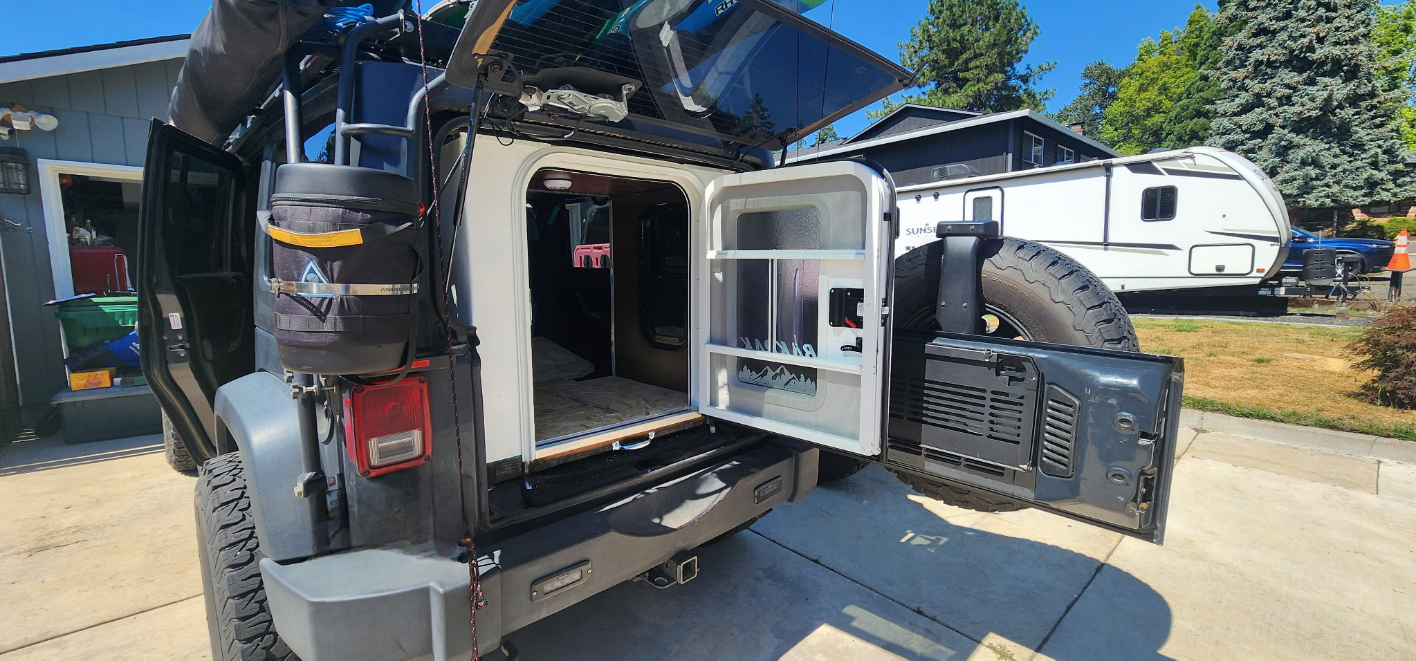 BakPak open showing interior with awning
